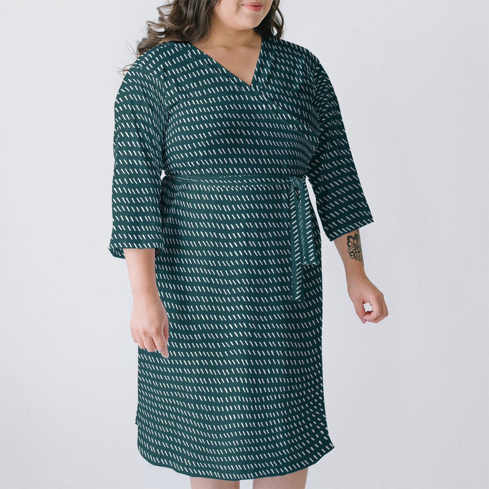 Stretchy Knit Mom Robe | Pine Dashes ( Matches Farm Life Swaddle)