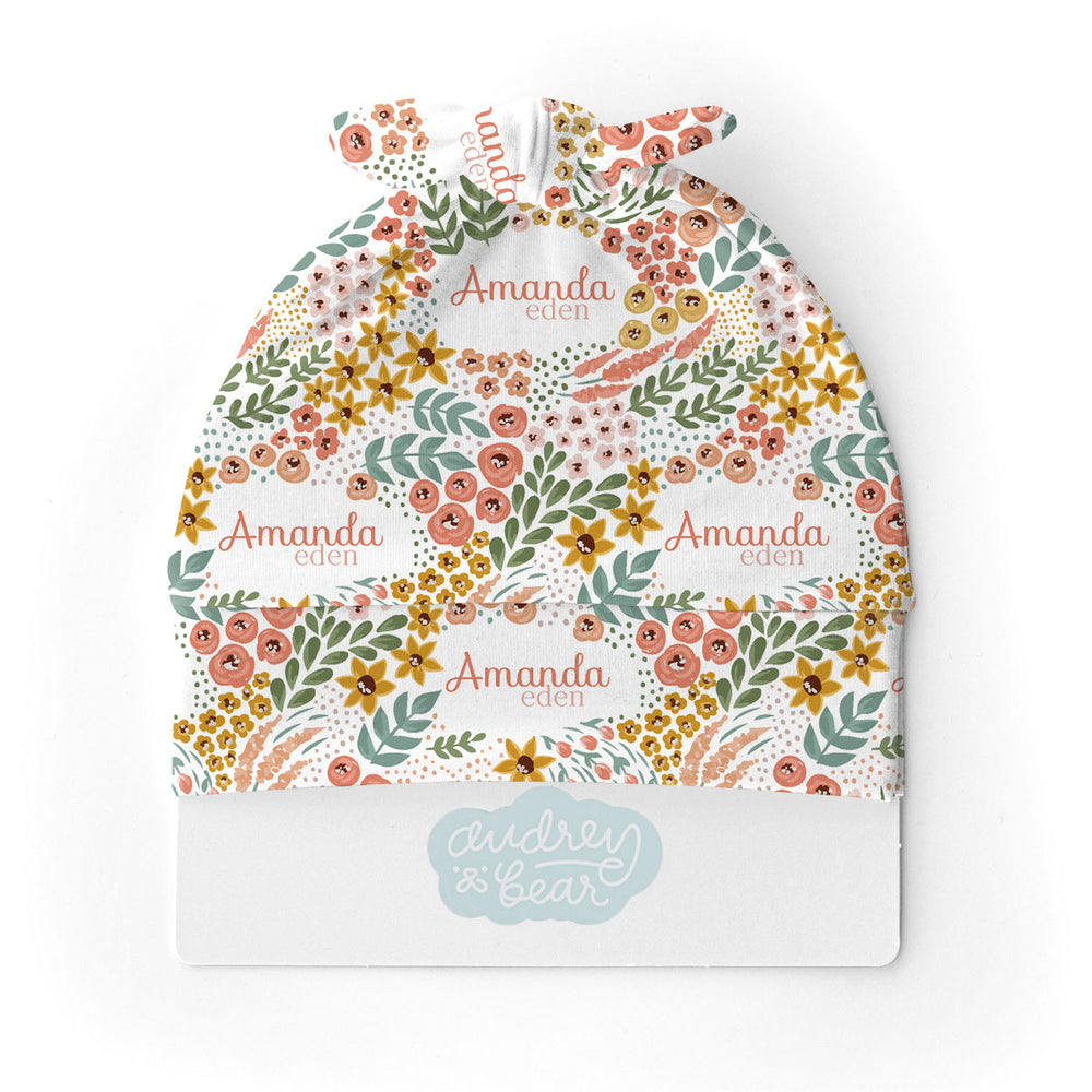 Personalized  Swaddle & Hat Set | Whimsy Floral