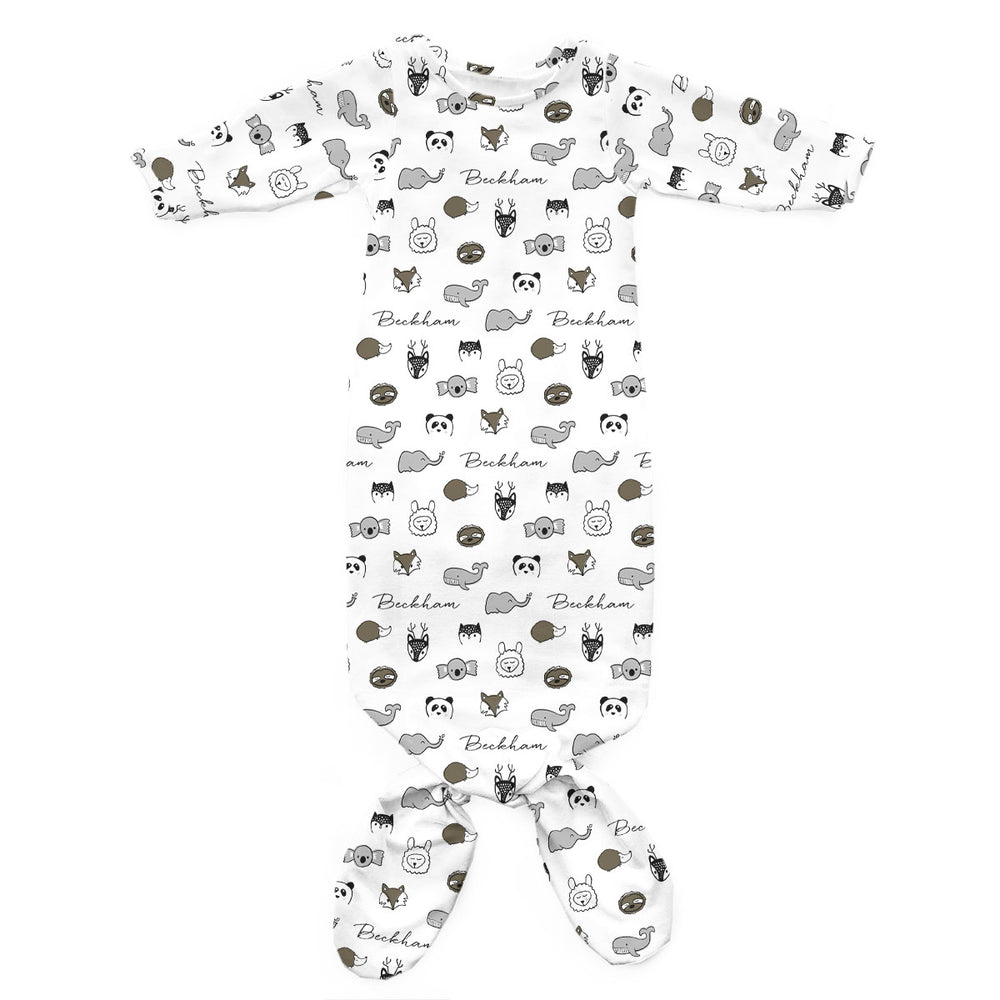 Personalized Newborn Gown | Cuddly Critters