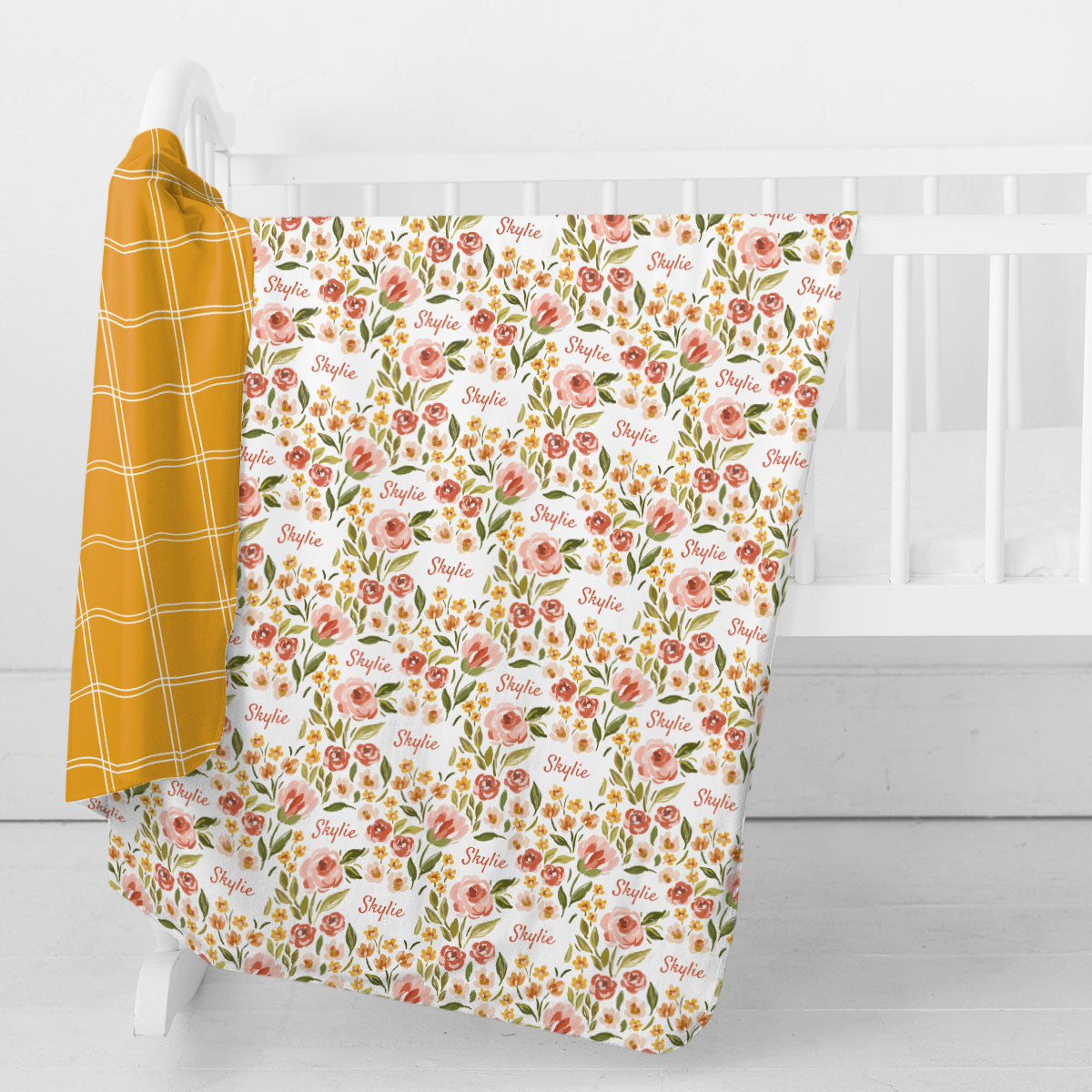 Personalized Swaddle Blanket | Spring Tulip