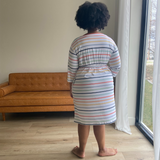 Stretchy Knit Mom Robe | Primary Stripes