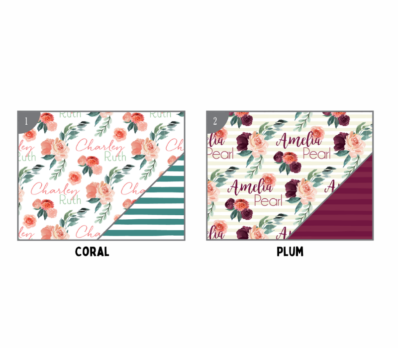 two sheets of paper with floral designs on them