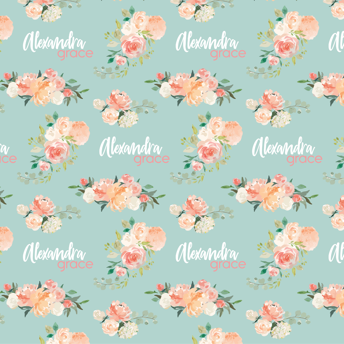 a blue background with pink and white flowers