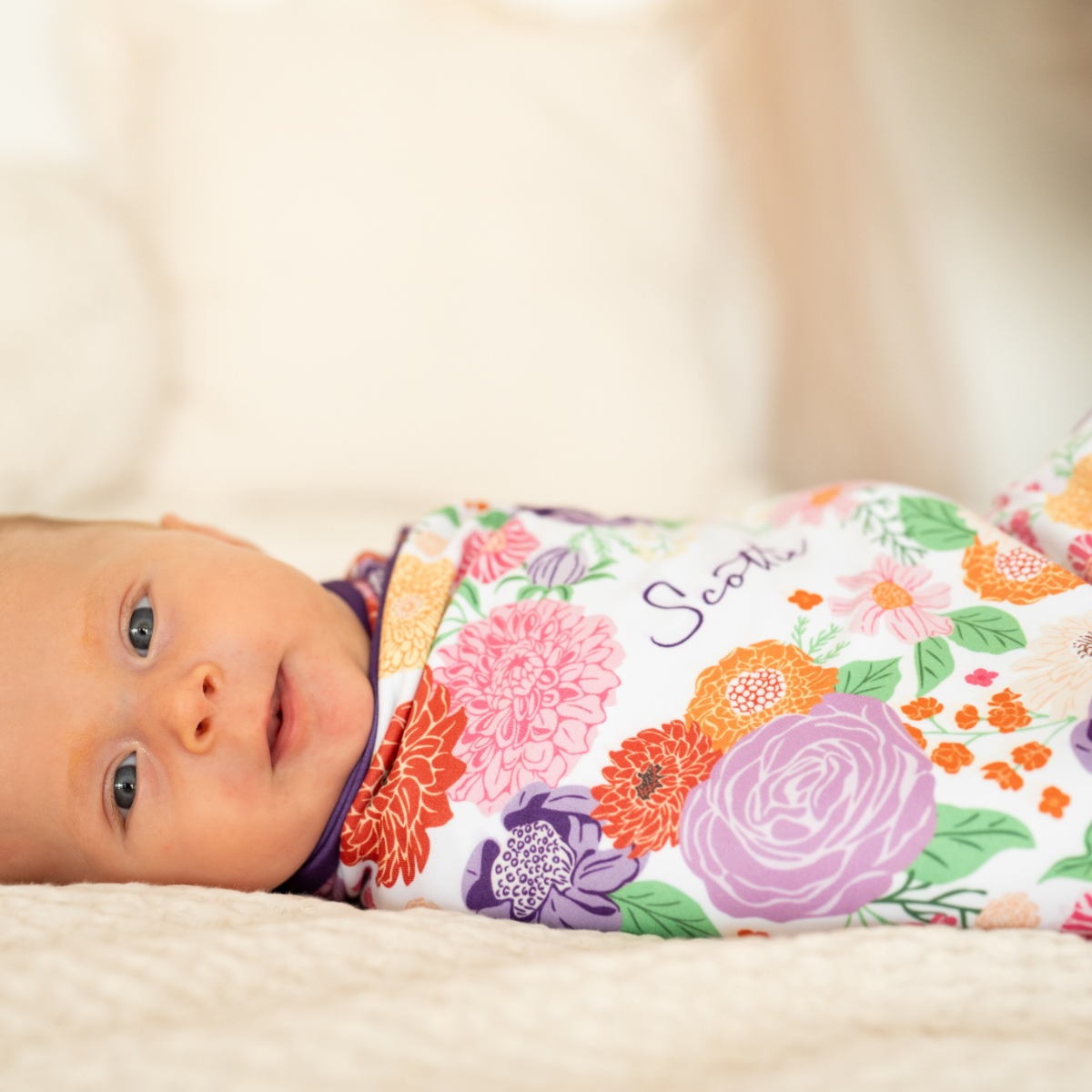 Personalized Swaddle Blanket | Bursting Blooms