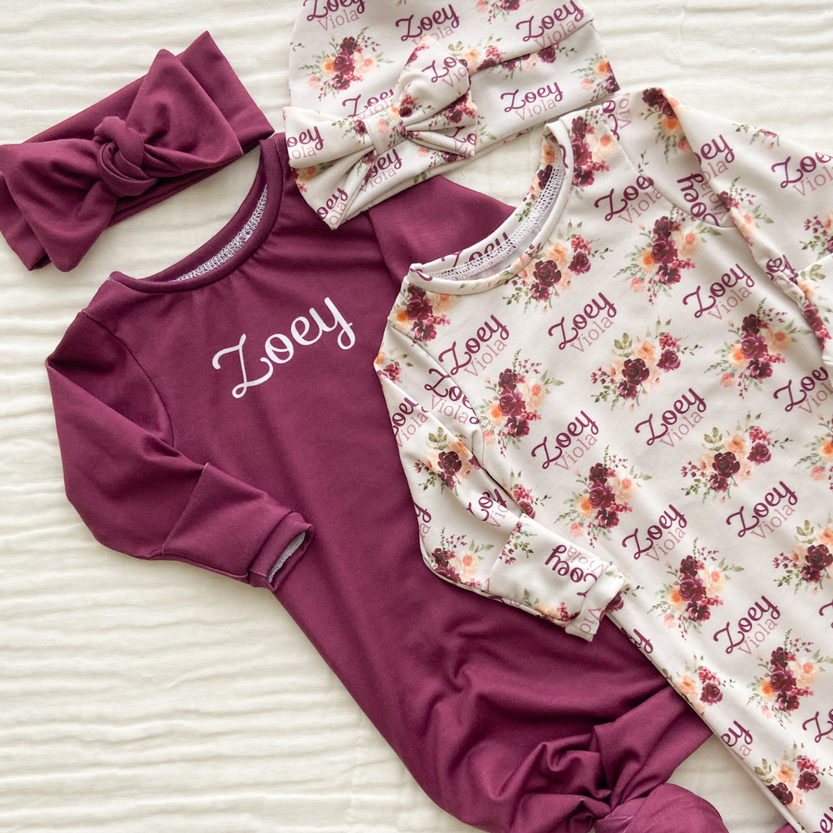 Personalized Newborn Gown | Harvest Floral