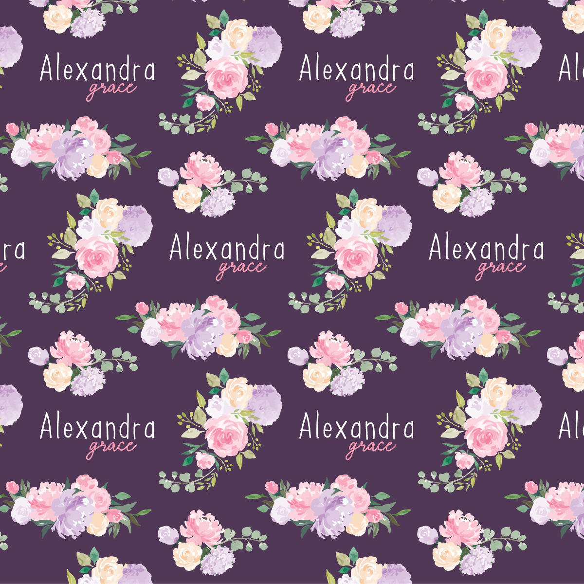 a purple background with pink and white flowers