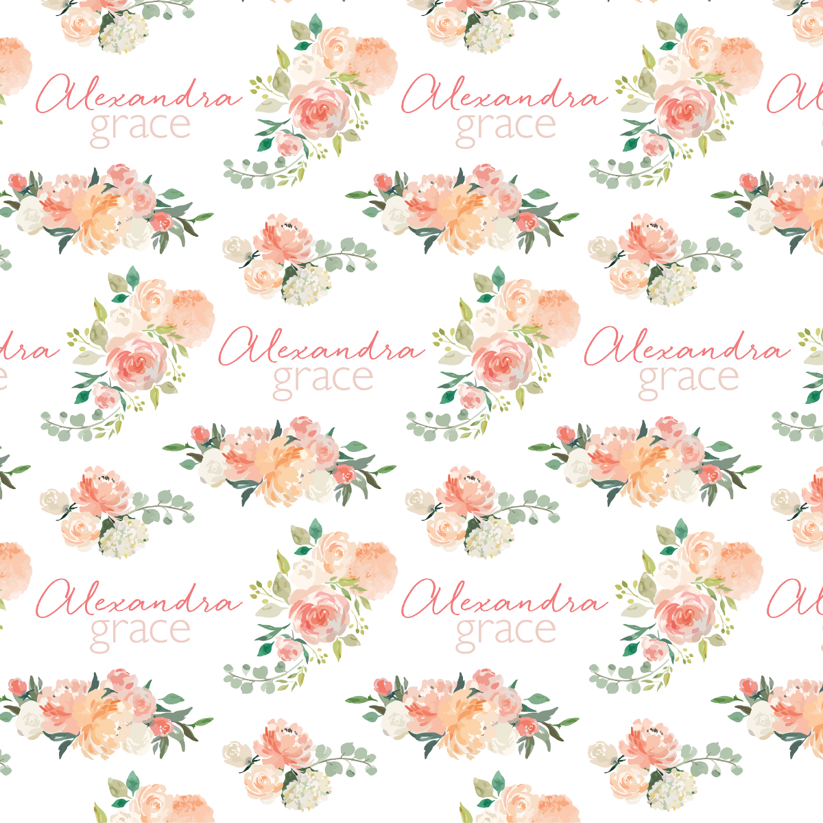 a floral pattern with the name of a girl