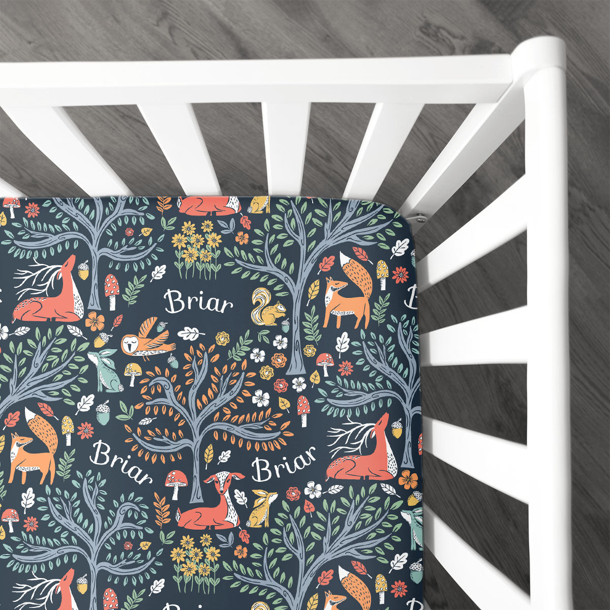 Personalized Crib Sheet | Midnight Meadow