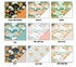 a bunch of different papers with oranges and flowers on them