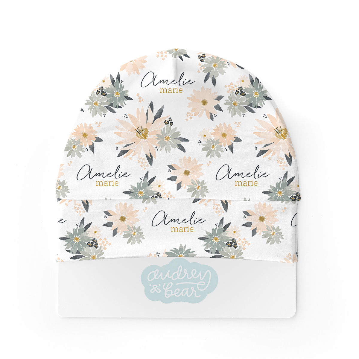 Personalized  Swaddle & Hat Set | Blooming Spring