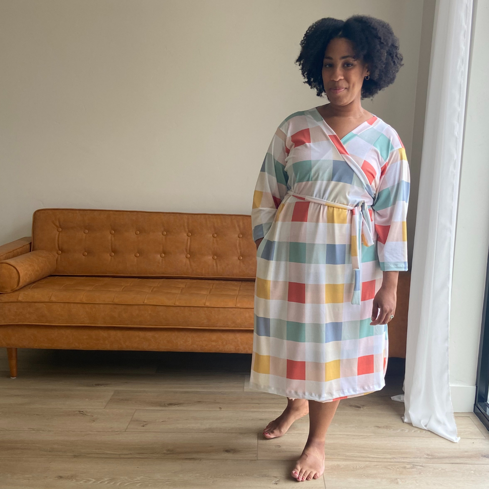 Stretchy Knit Mom Robe | Perfectly Plaid