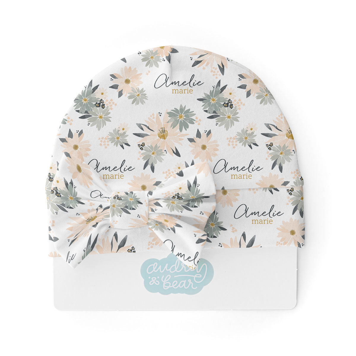 Personalized  Swaddle & Hat Set | Blooming Spring