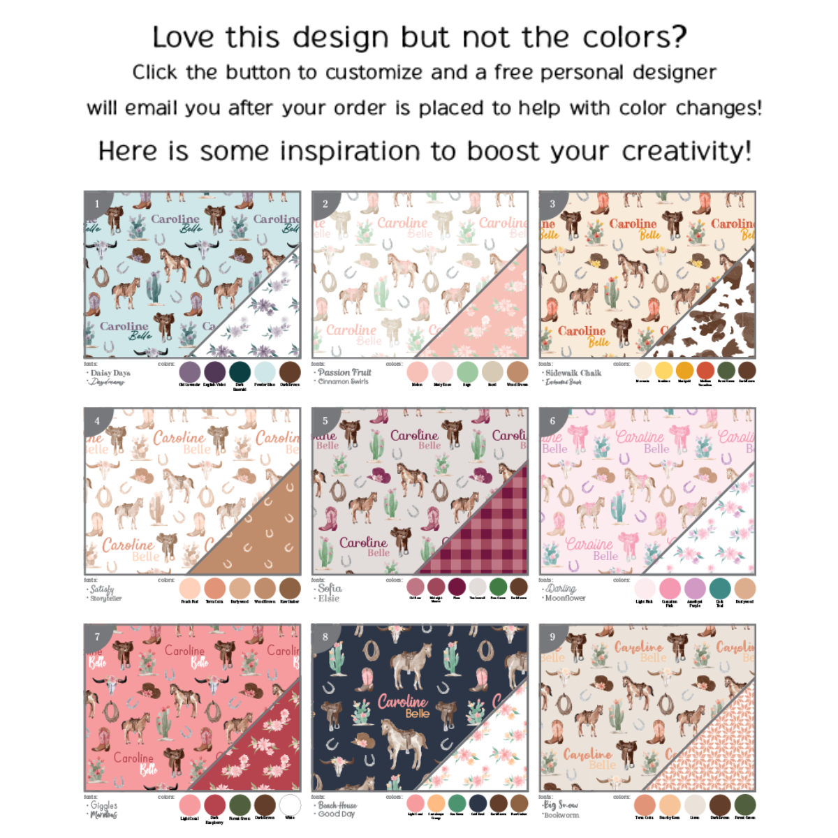 Personalized Pillow Case | Charming Cowgirl