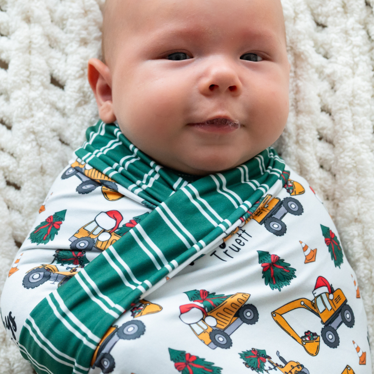Personalized Swaddle Blanket | Christmas Construction