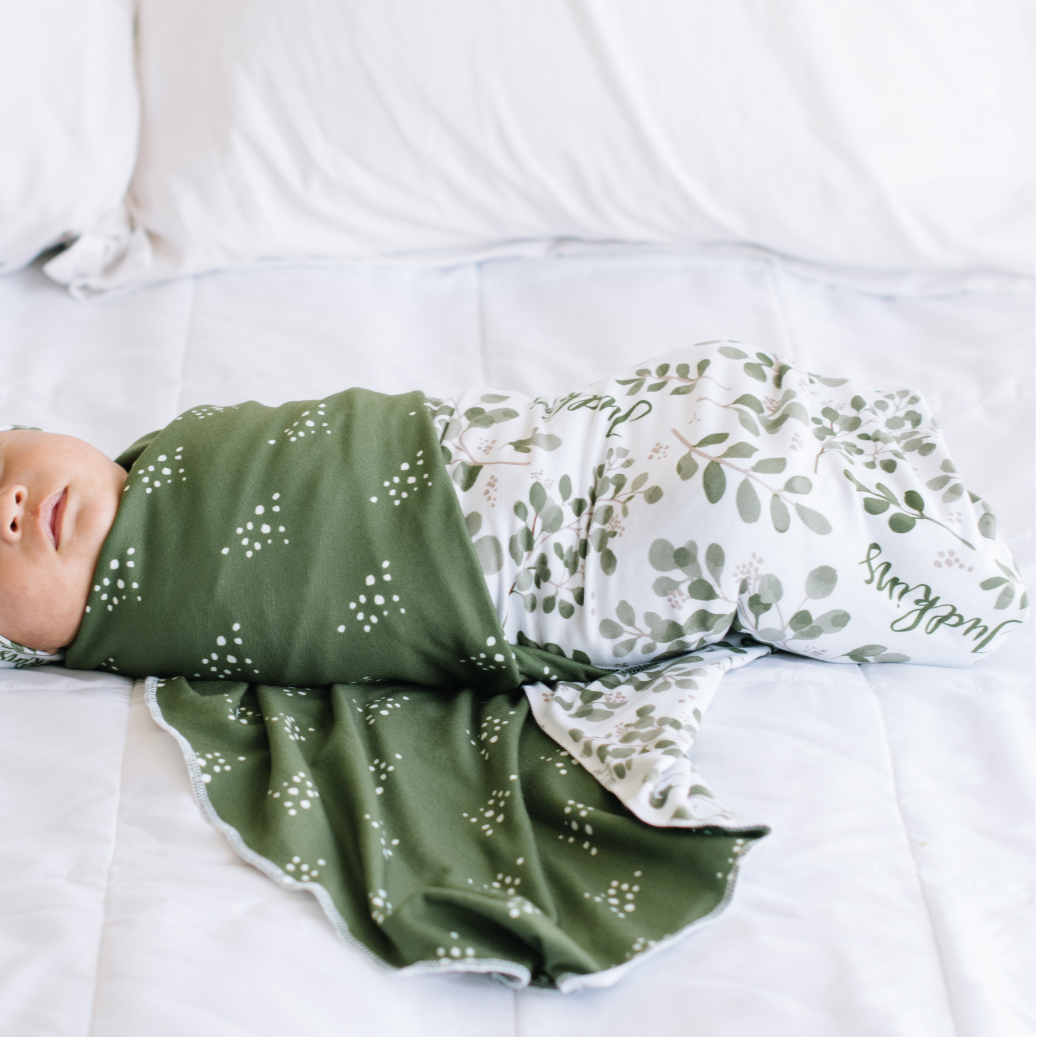 Personalized Swaddle Blanket | Farmhouse Greenery