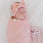 Personalized  Swaddle & Hat Set | Tiny Hearts