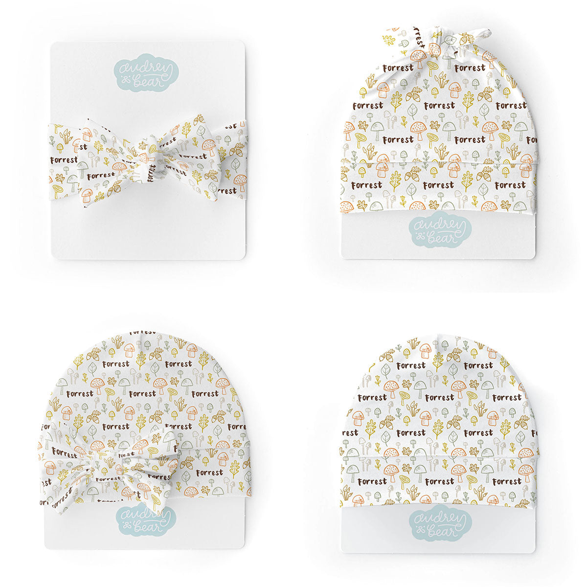 Personalized Swaddle & Hat Set | Mushroom Doodles
