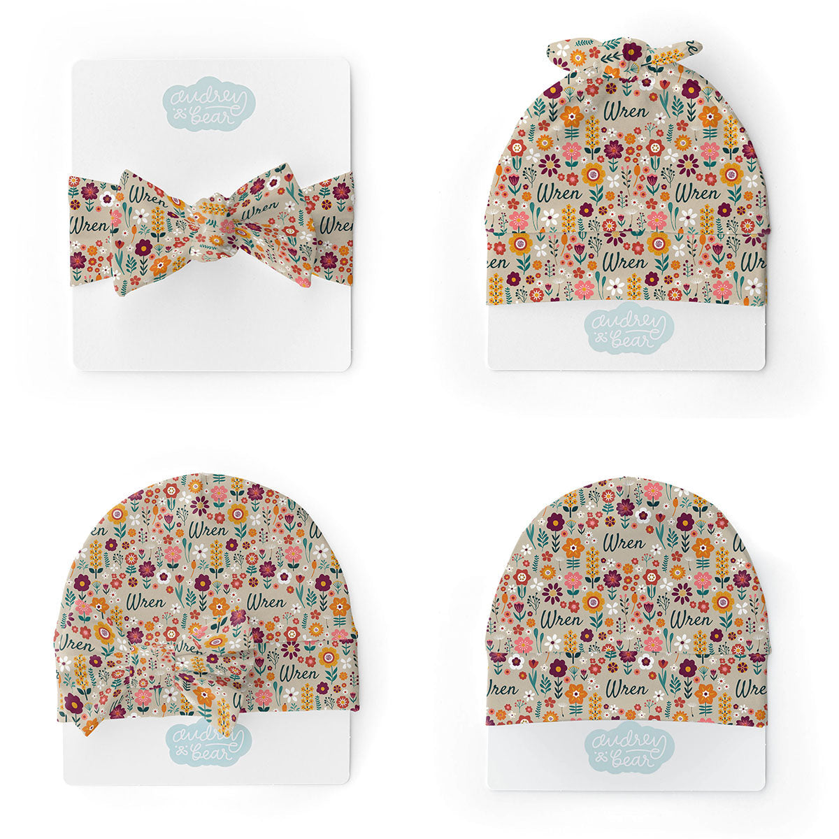 Personalized Swaddle & Hat Set | Folksy Floral