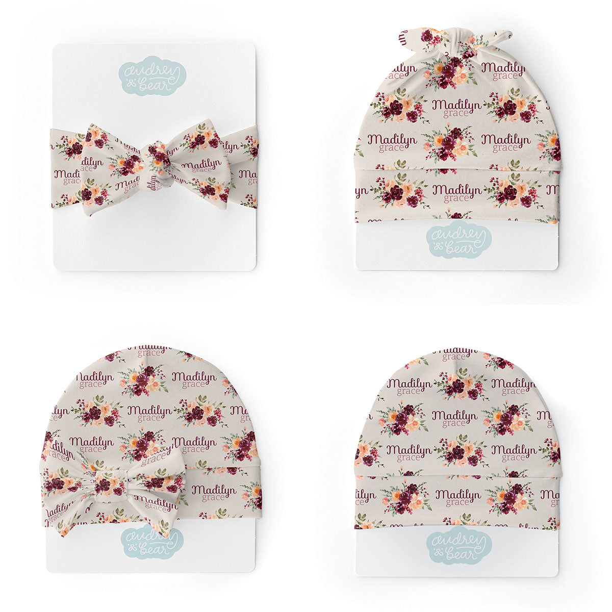 Personalized Swaddle & Hat Set | Harvest Floral
