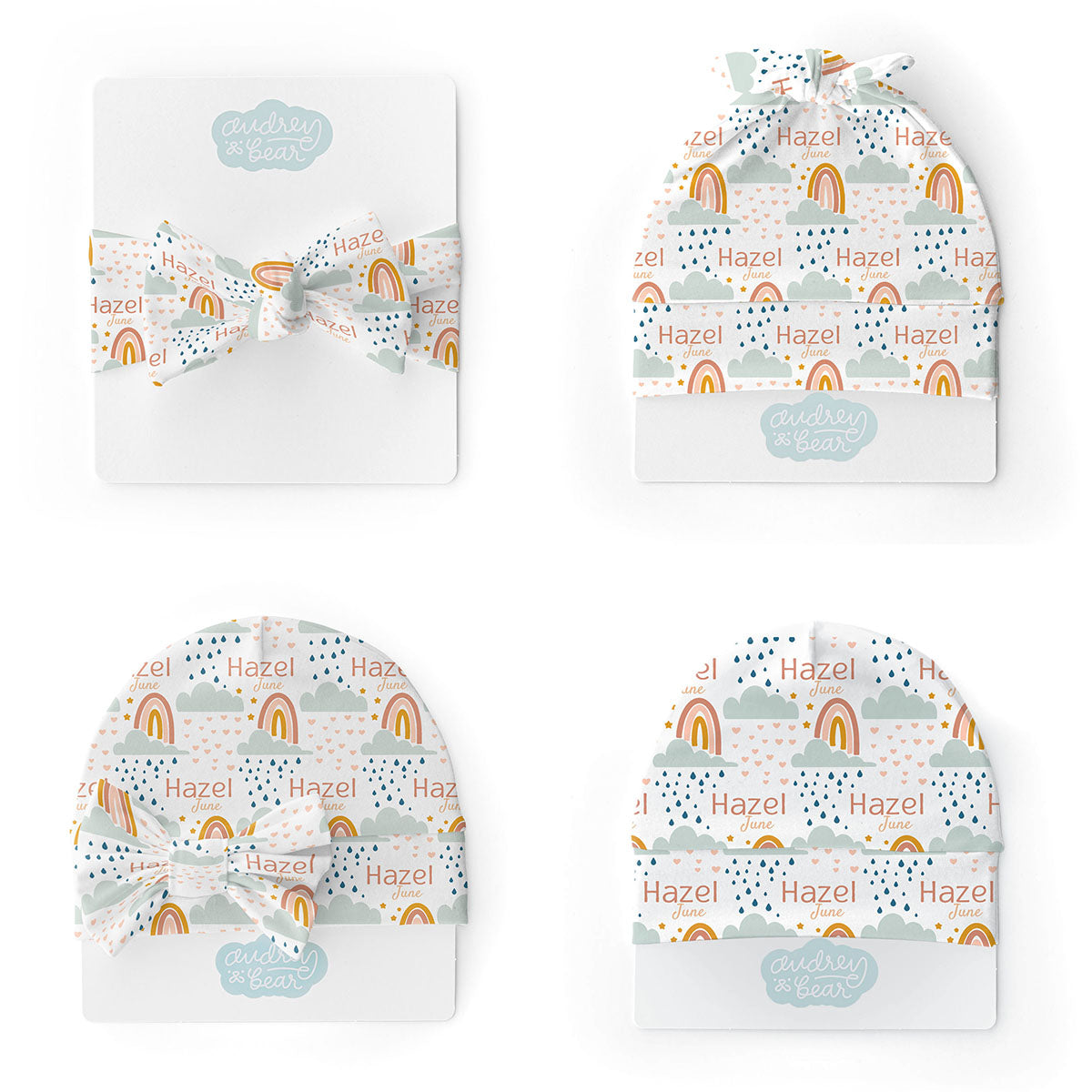 Personalized Swaddle & Hat Set | Rainbow Wishes