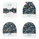 Personalized Swaddle & Hat Set | Forest Blues