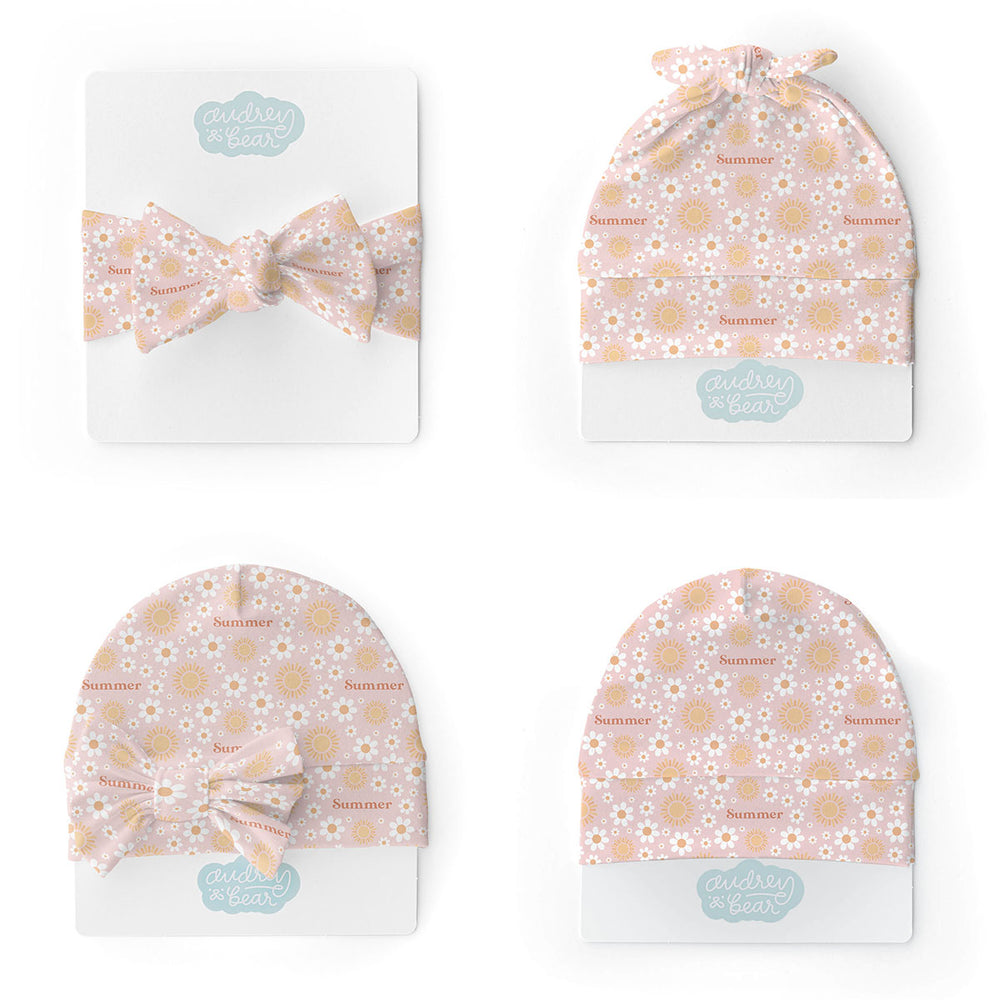 Personalized Swaddle & Hat Set | Sunny Daisies