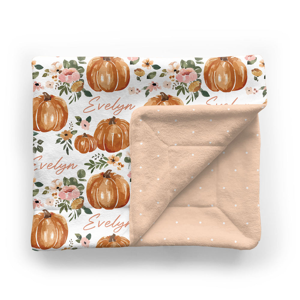 Personalized Minky Stroller Blanket | Autumn Floral (Cate & Rainn Design)