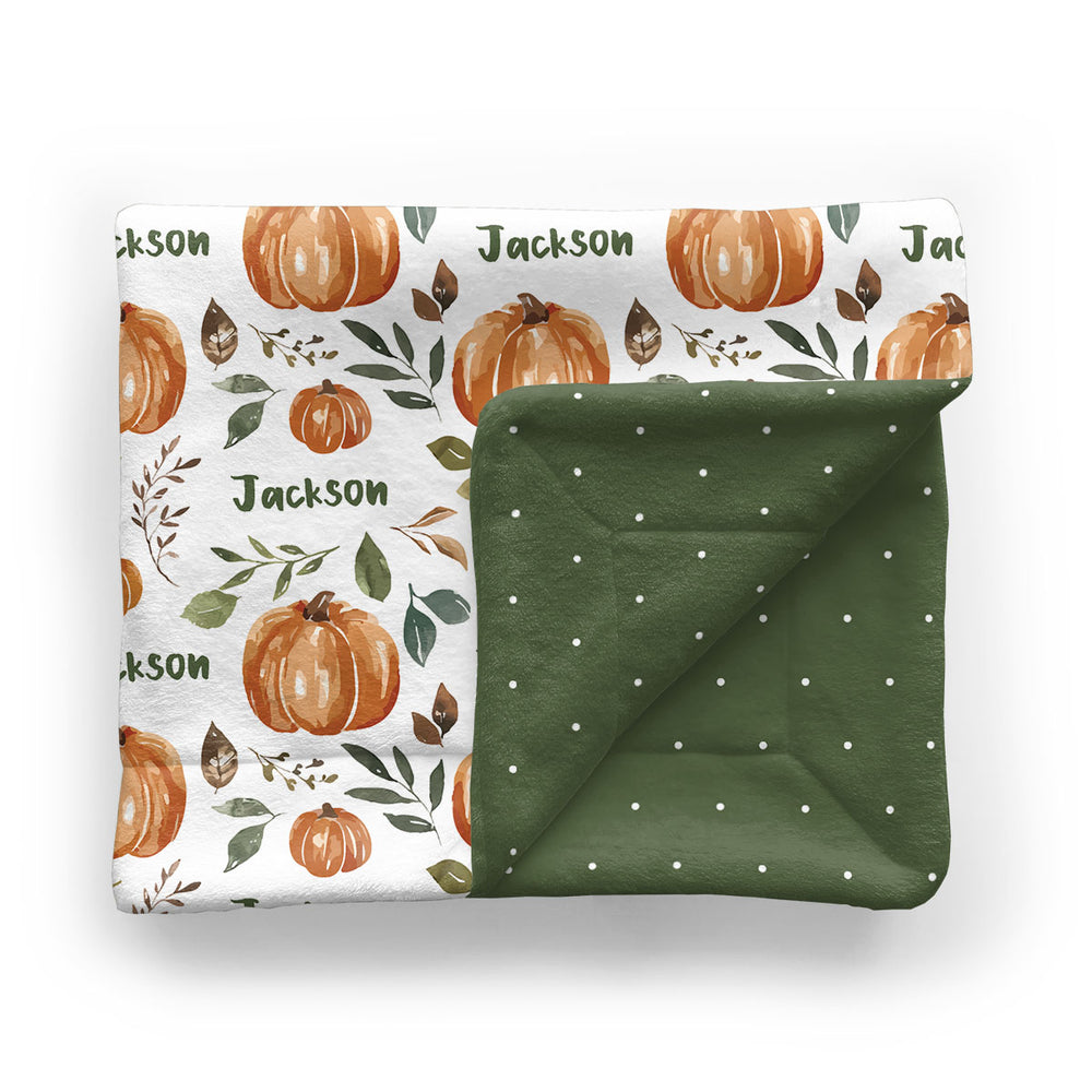 Personalized Minky Stroller Blanket | Pumpkin Patch (Cate & Rainn Design)