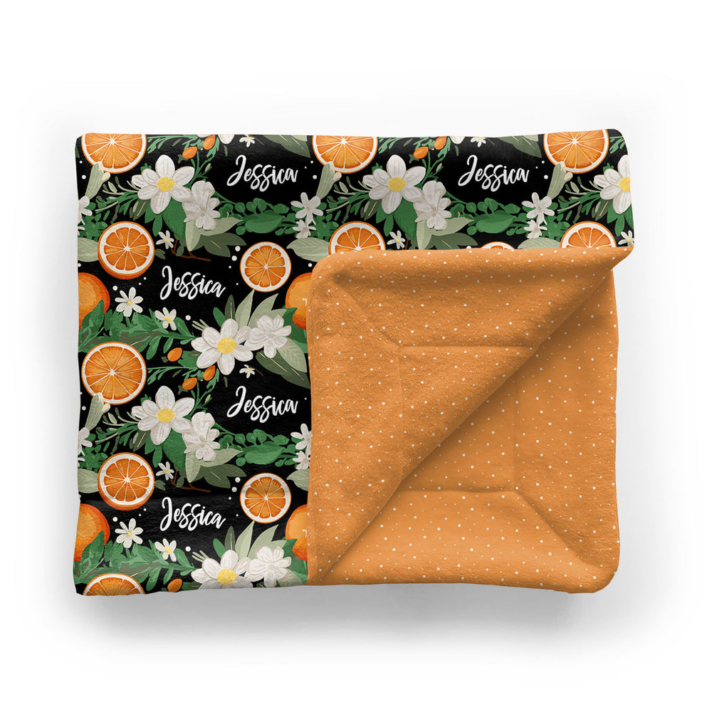 Personalized Baby Minky Blanket | Citrus Blossom