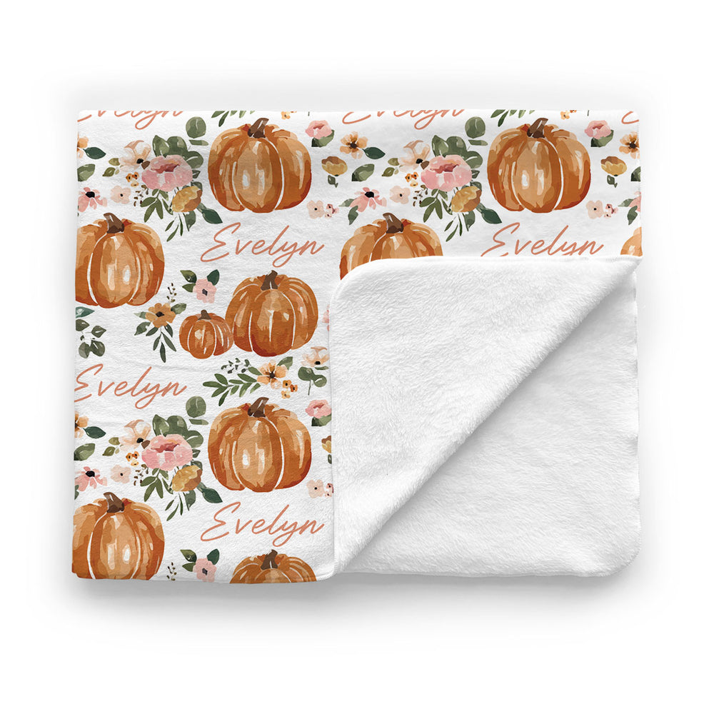 Personalized Minky Stroller Blanket | Autumn Floral (Cate & Rainn Design)
