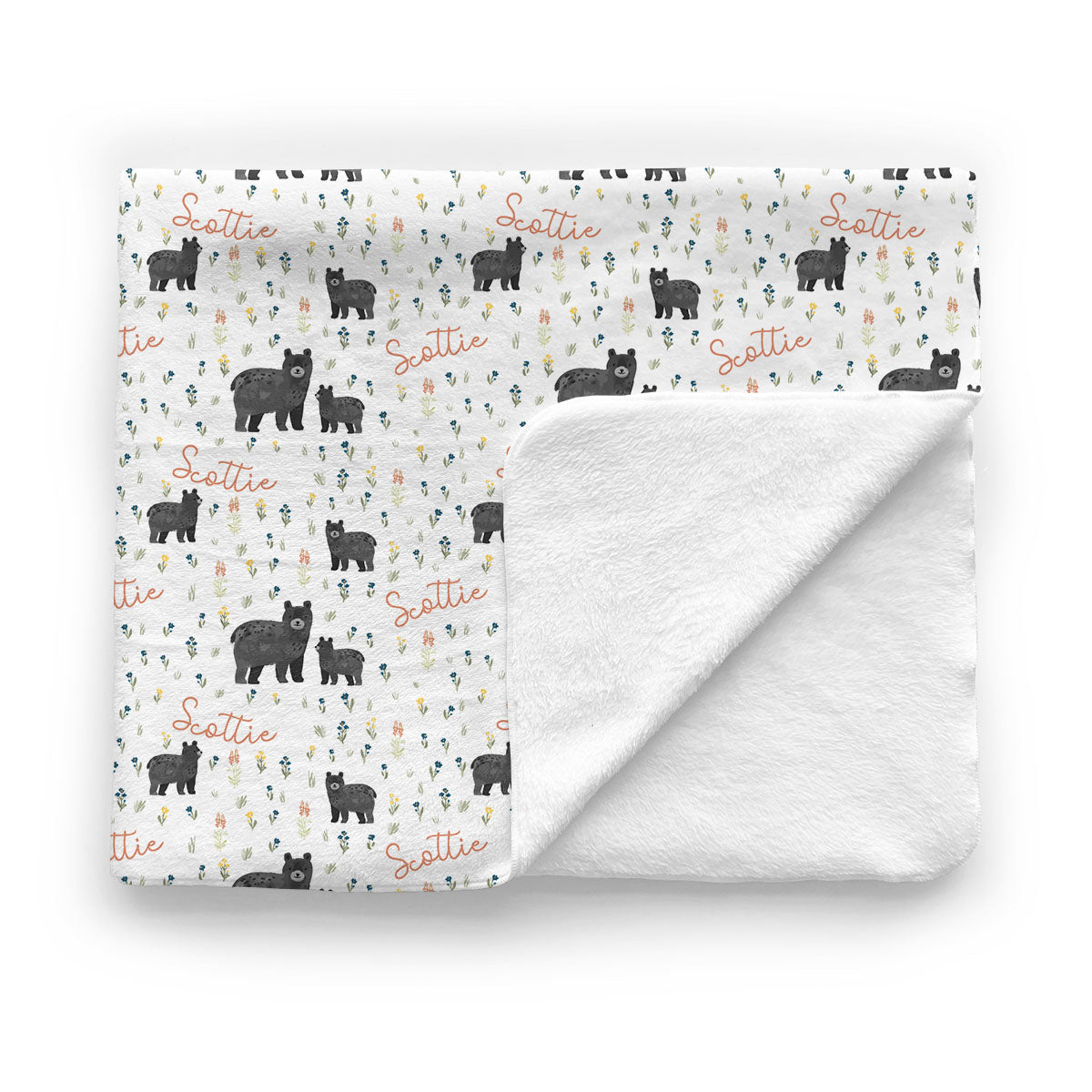 Personalized Baby Minky Blanket | Baby Bear Meadow