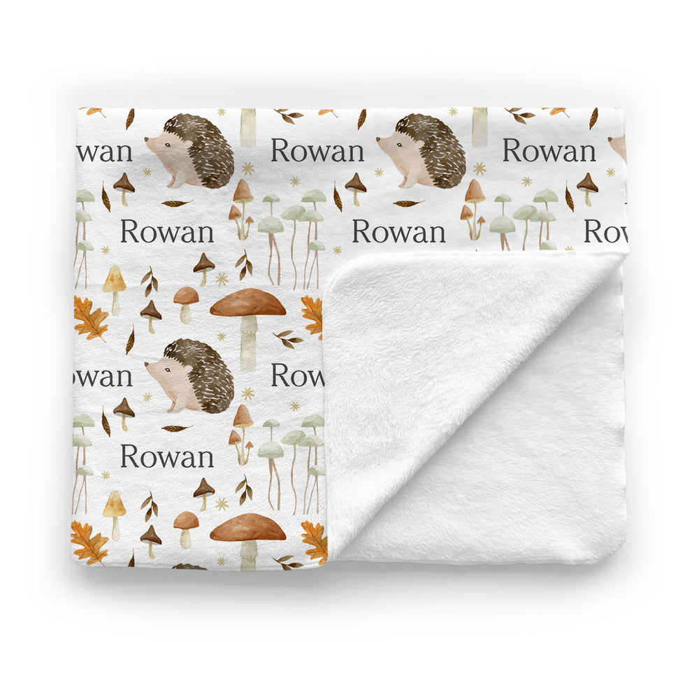 Personalized Baby Minky Blanket | Hedgehog Forest