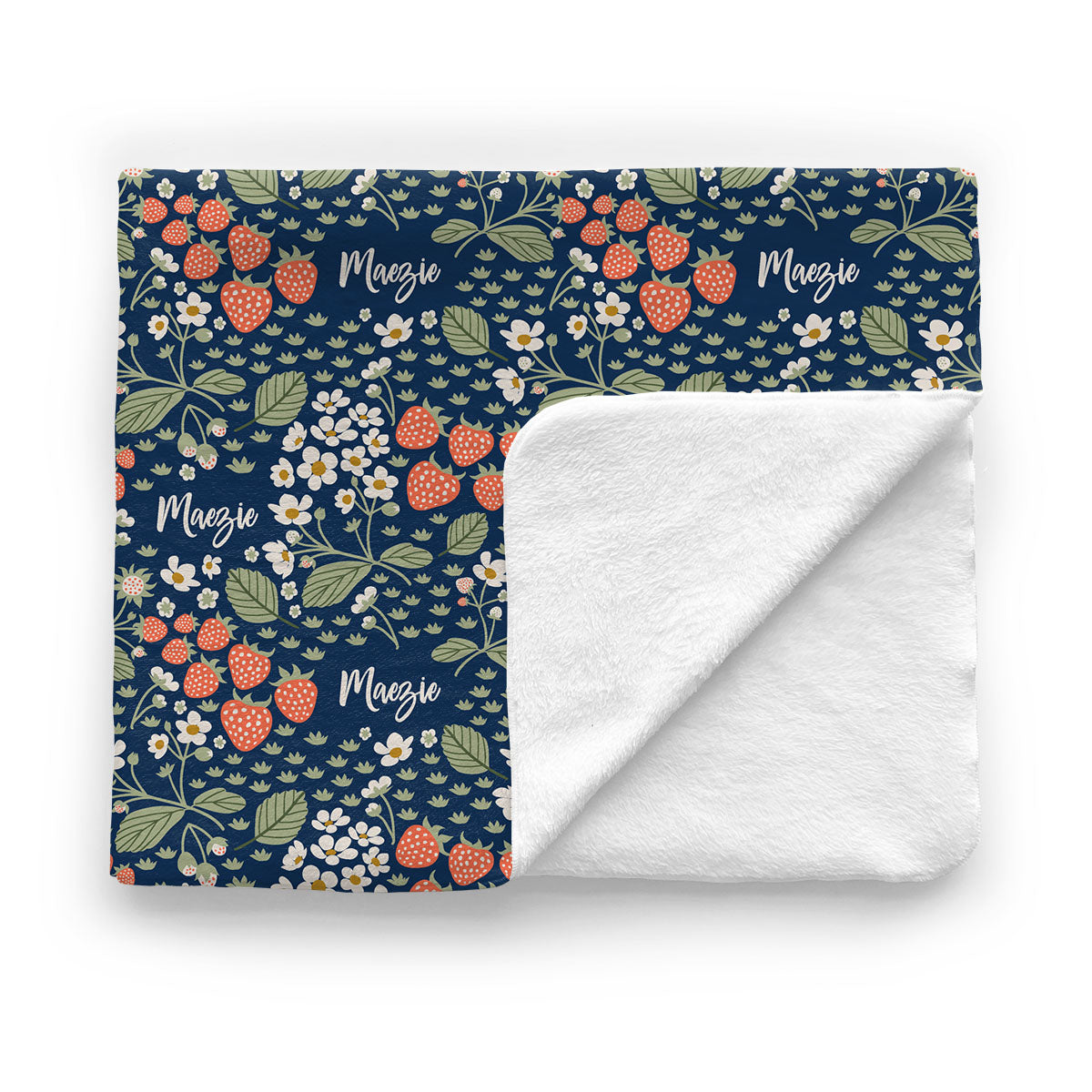 Personalized Baby Minky Blanket | Strawberry Floral