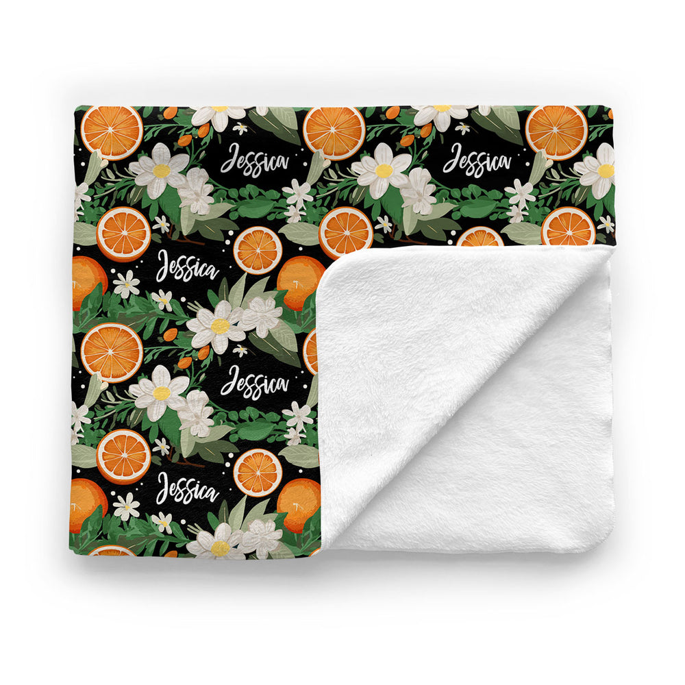 Personalized Baby Minky Blanket | Citrus Blossom