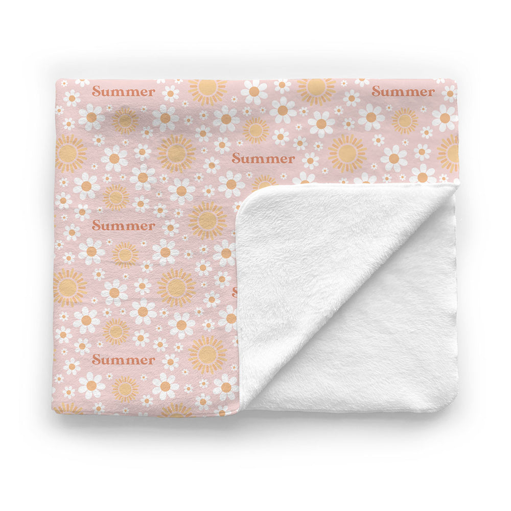 Personalized Minky Stroller Blanket | Sunny Daisies