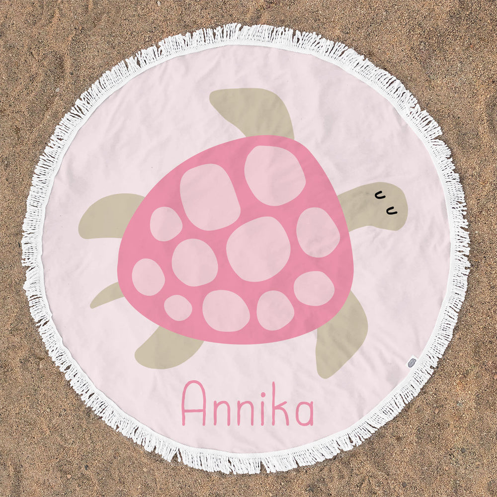 Personalized Round Beach Towel | Sea Turtle