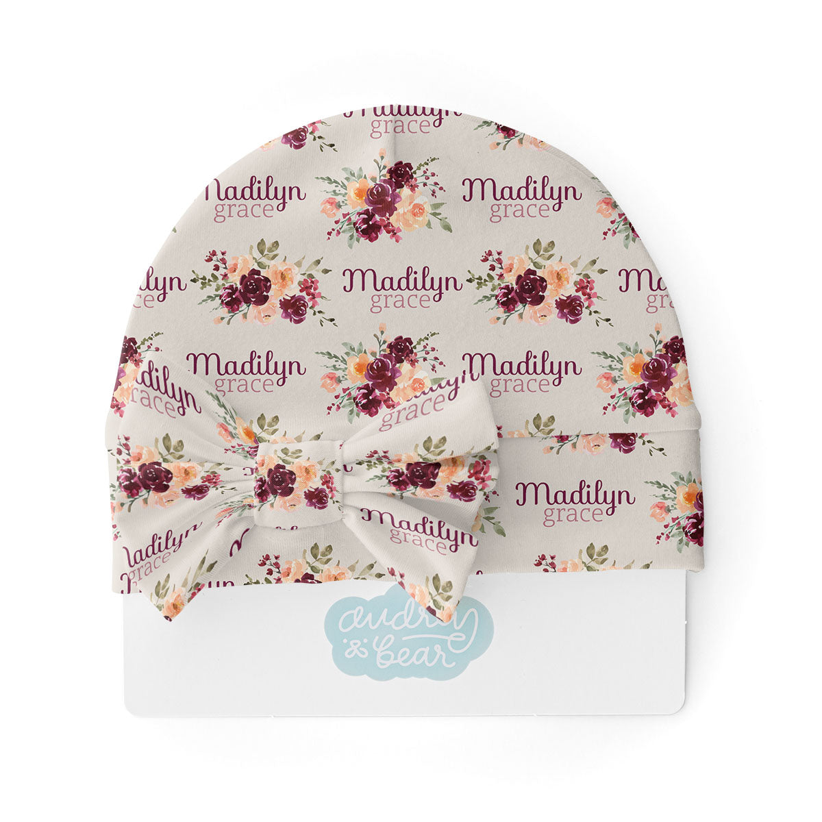 Personalized Swaddle & Hat Set | Harvest Floral