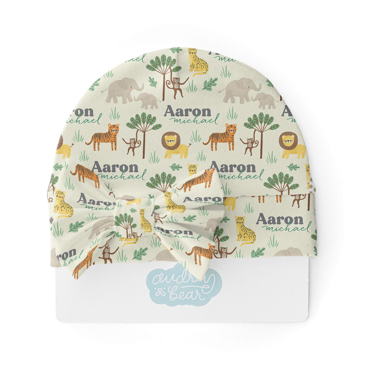 Personalized Swaddle & Hat Set | Jungle Safari