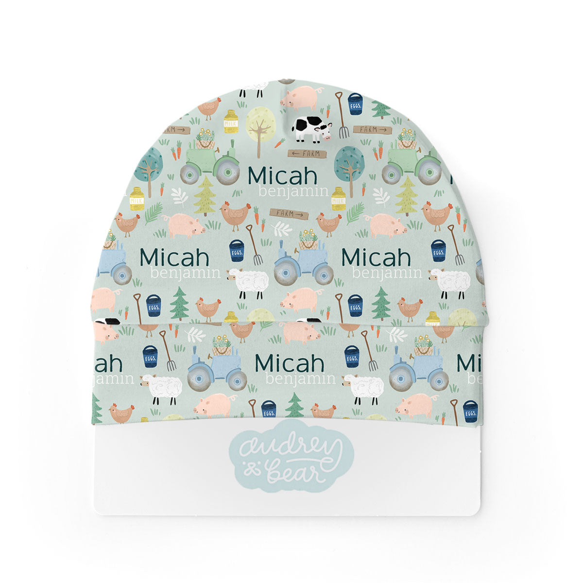 Personalized Swaddle & Hat Set | Farmyard