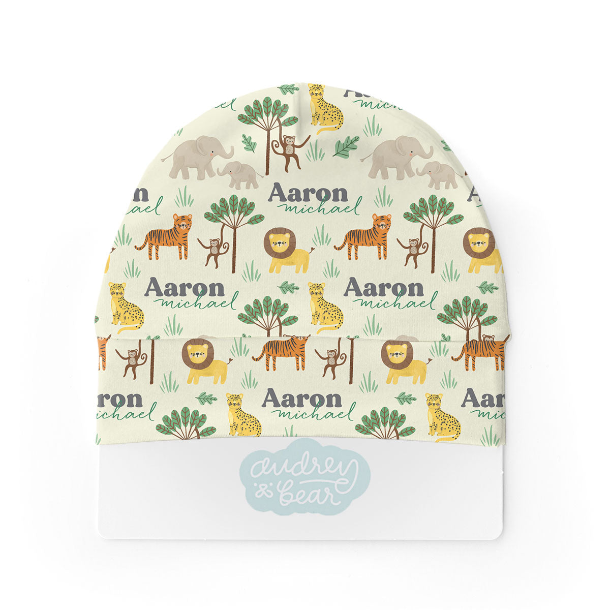 Personalized Swaddle & Hat Set | Jungle Safari