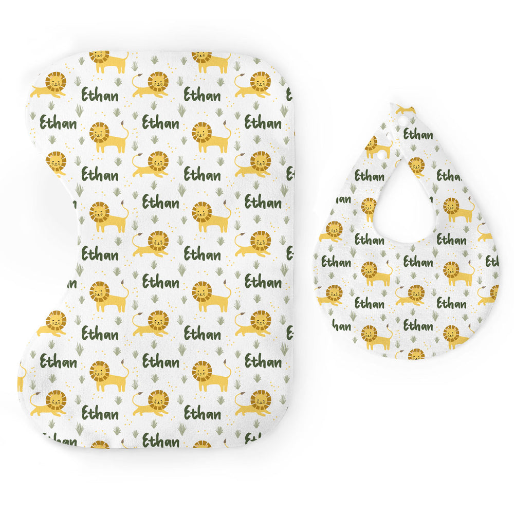 Personalized Bib & Burp Cloth Set | Lion Lullabies