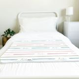 Personalized Big Bear Swaddle Blanket | Rainbow Stripes