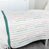 Personalized Big Bear Swaddle Blanket | Rainbow Stripes