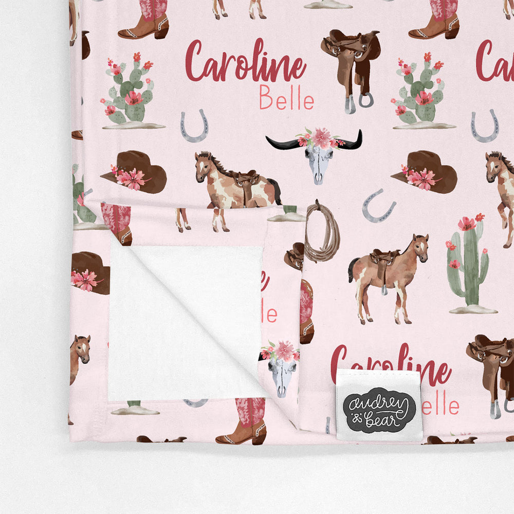 Personalized Big Bear Swaddle Blanket | Charming Cowgirl