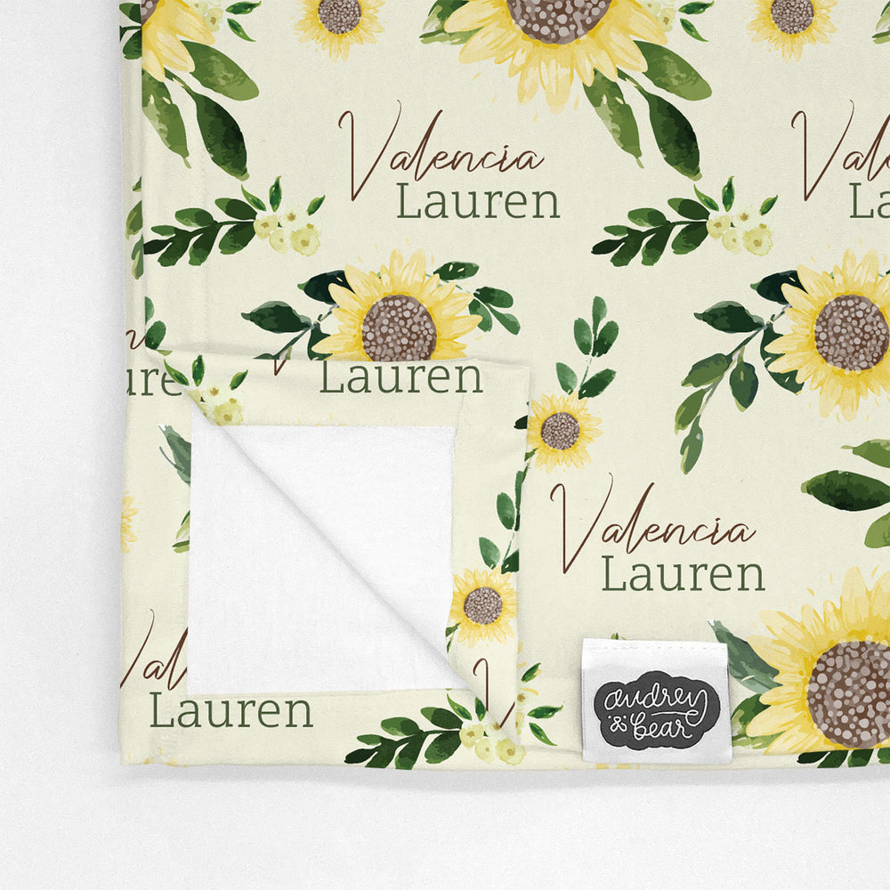 Personalized Big Bear Swaddle Blanket | Sweet Sunflowers