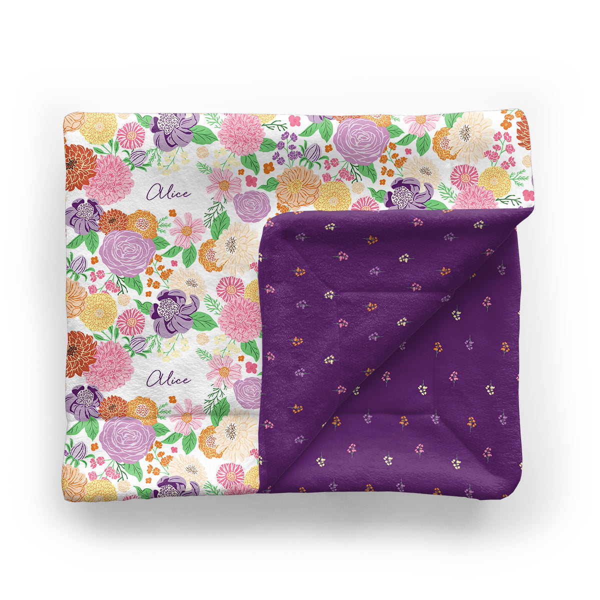 Personalized Baby Minky Blanket | Bursting Blooms