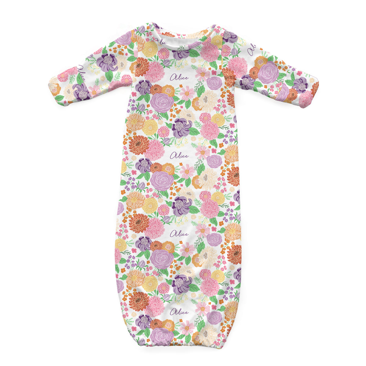 Personalized Newborn Gown | Bursting Blooms