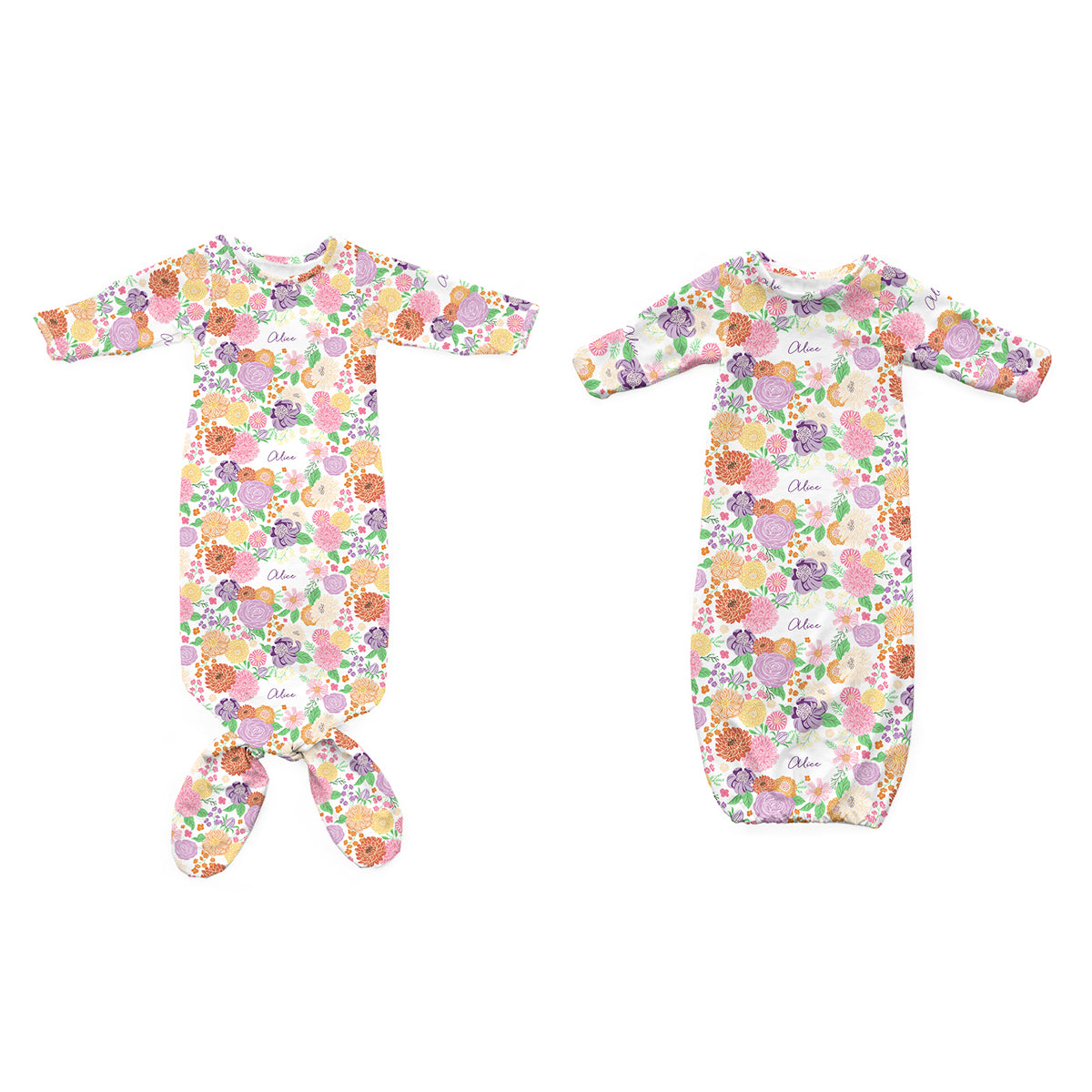 Personalized Newborn Gown | Bursting Blooms