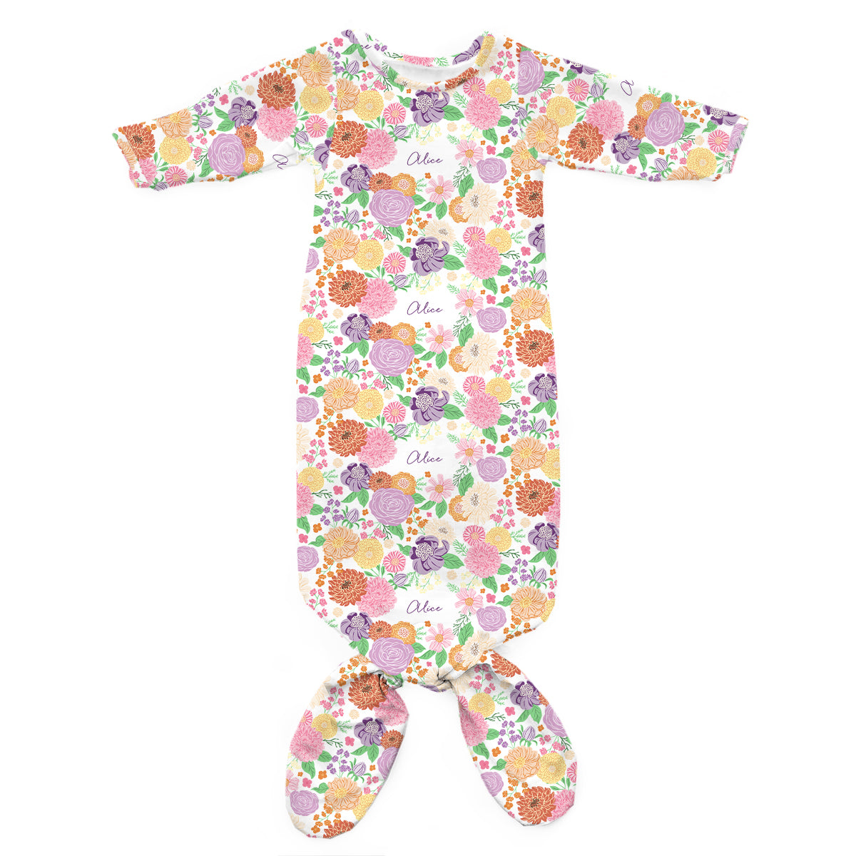 Personalized Newborn Gown | Bursting Blooms