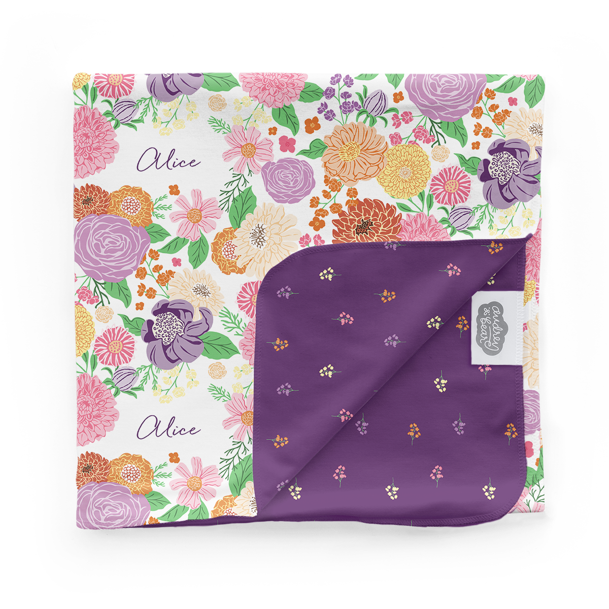 Personalized Swaddle & Hat Set | Bursting Blooms